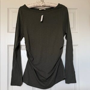Madewell Olive Green Long Sleeve Cinched Waist Women's Top Medium NWT